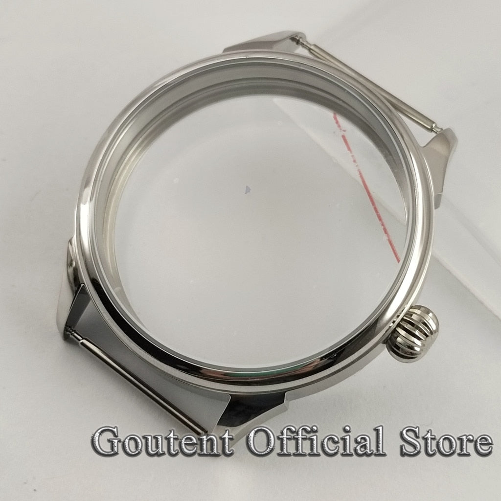 Caixa de relógio de 42 mm polida/escovada adequada para relógio mecânico Seagull ST36 6497/6498